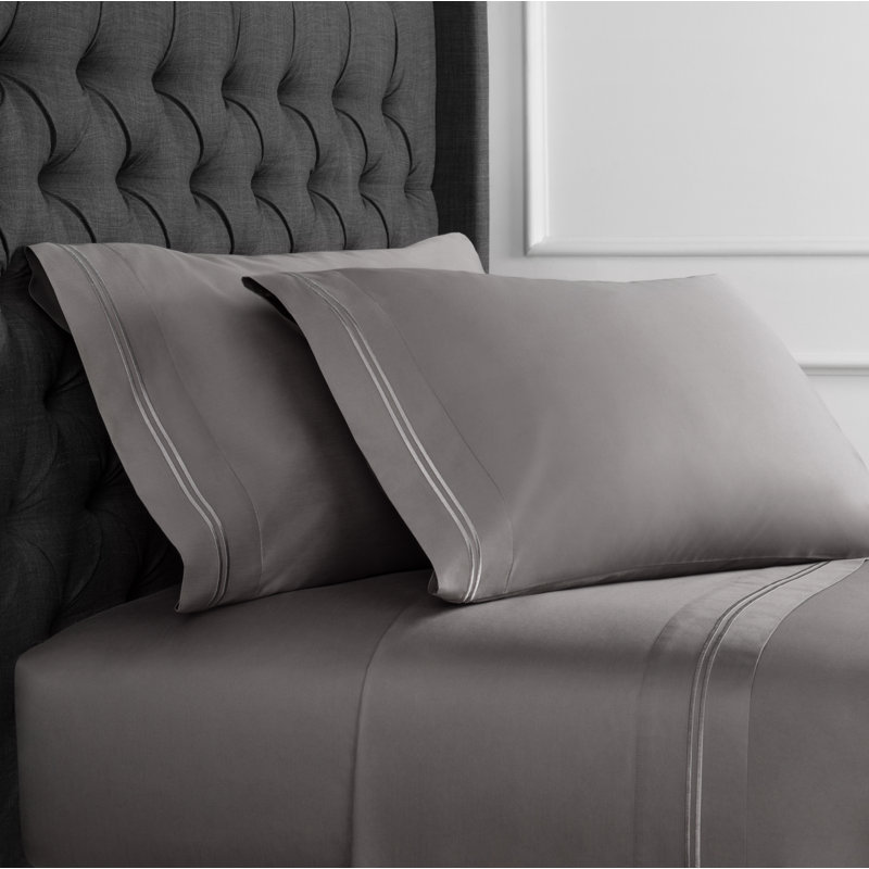 Benin Embroidered 1000 Thread Count 55% Cotton / 45% Polyester Sheet Set, King Sheet Set with Fitted Sheet and 2 Pillowcases