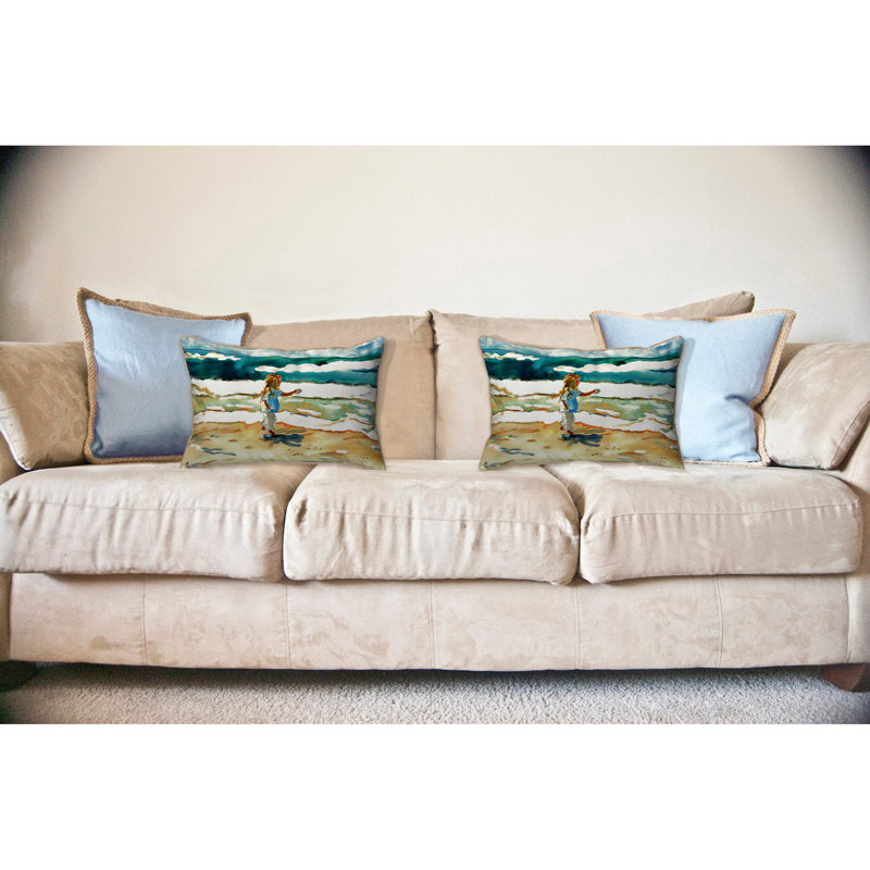 Girl At The Beach Outdoor Back Cushion, Large