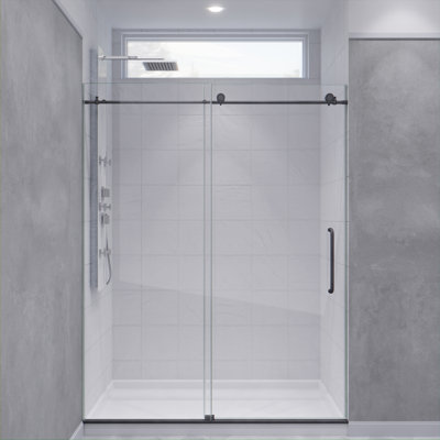Madam Series 60 In. By 76 In. Frameless Sliding Shower Door In With Clear Tempered Glass And Tsunami Guard -  ANZZI, SD-AZ13-02GB