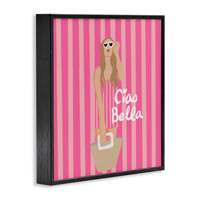 Giclée encadrée rose à rayures roses, design par Chen Alyesh