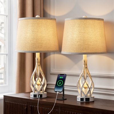 Ensemble de lampe de table ChenJoss de 23 po avec veilleuse et ports USB, convient aux chambres à coucher, aux salons, aux bureaux et aux bureaux (ensemble de 2)