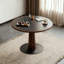 Table de salle à manger ronde en noyer et en pierre frittée noire-1519423777