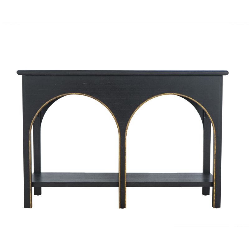 Wooden Console Table with Gold Accents - 47" x 15.5" x 32" - Black