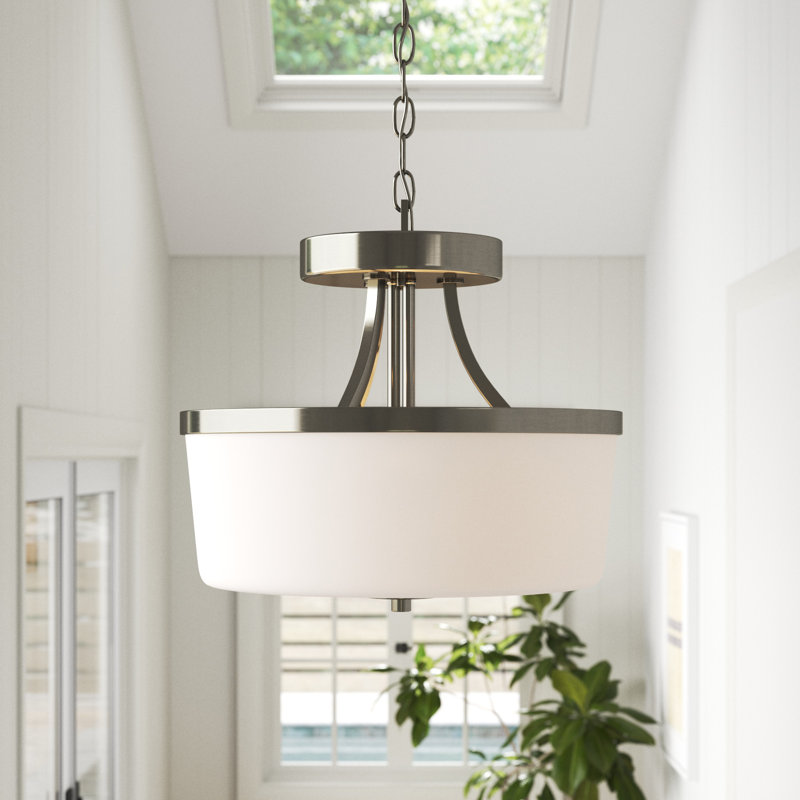 Luminaire suspendu convertible semi-encastré deux lumières Hettter de Génération Lighting , Nickel brossé