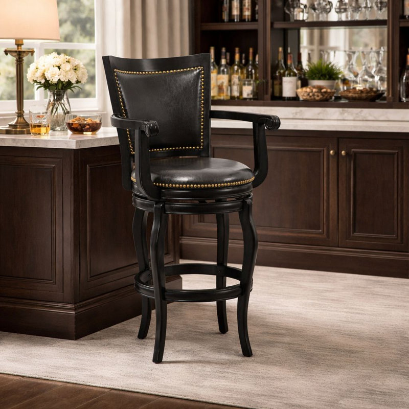 Tabouret de bar Greer, Noir, Noir, Tabouret de bar (siège d'une hauteur de 29 po)