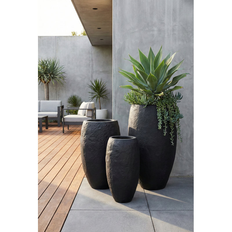 Aera Planter, Black, Small, 47" H x 26" W x 26" D