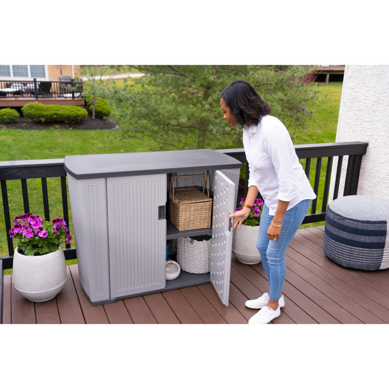 Suncast 130 Gallon Water Resistant Deck Box, Gray