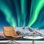 Neige arctique, aurores boréales, espace, astronomie, fantaisie et science-fiction, papiers peints décoratifs