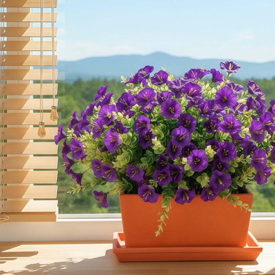 Fleurs artificielles pour plantes artificielles d'extérieur, 12 faisceaux artificiels fuchsia Morning Glory
