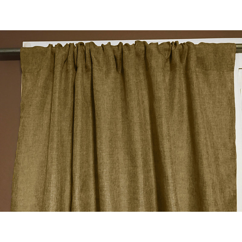 Panneau de rideau semi-transparent en polyester Kortnee, L 58 po x L 96 po, Or foncé