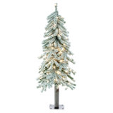 Flocked Alpine 4' H Lighted Artificial Pine Christmas Tree