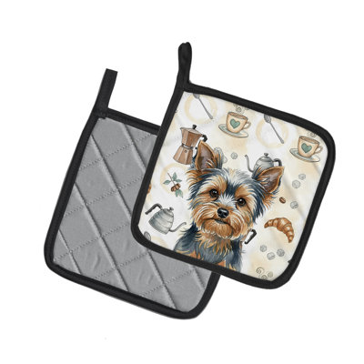 Blue and Tan Yorkshire Terrier Coffee Bar Pair of Pot Holders