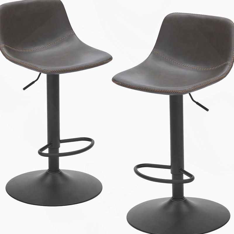 Ensemble de 2 tabourets de bar réglables de style Mid-Century pivotant avec dossier et cuir synthétique pour îlot de cuisine