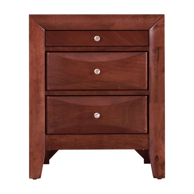 Sleek Cherry Nightstand With Storage, Light Brown