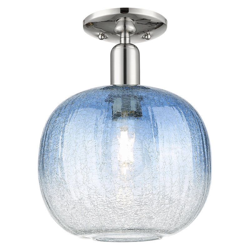 Downtown Urban - Nute - 1 Light 10" Semi-Flush Mount, Sapphire Blue, Polished Nickel