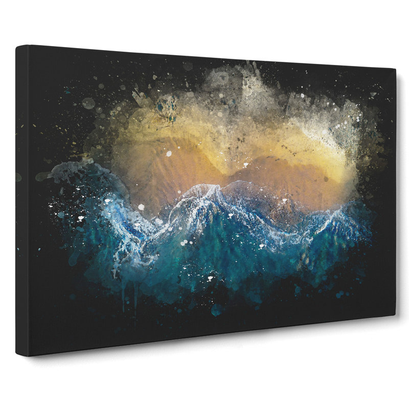 Incoming Waves Paint Splash - Wrapped Canvas Print, 35cm H x 50cm W x 3cm D