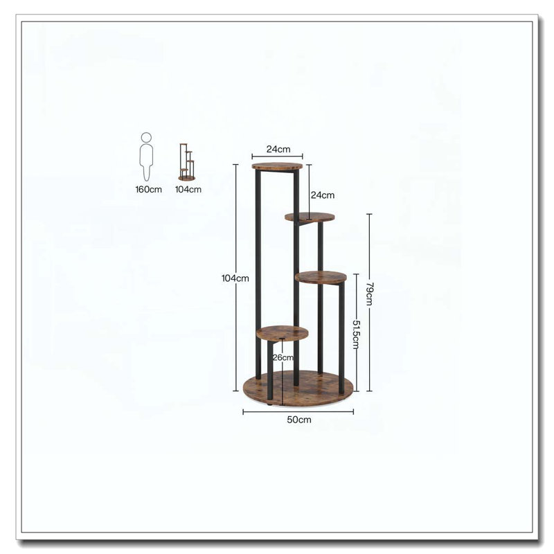 Support pour plante de coin brun rustique 4 niveaux 40,94 "