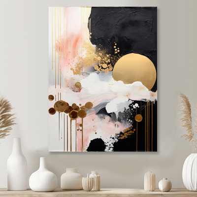 «Golden Full Moon Rising», art mural abstrait