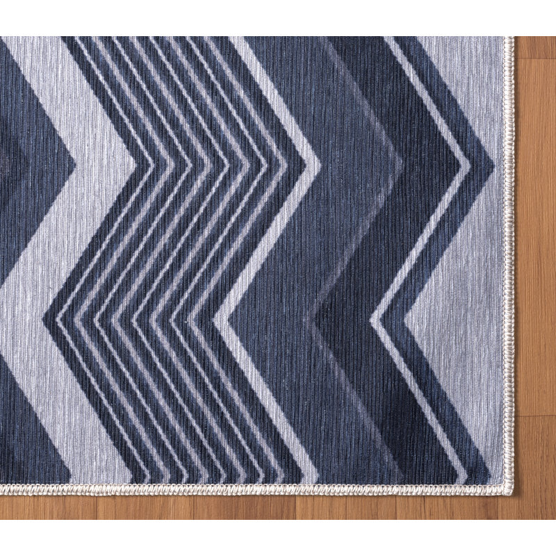 Tapis bleu à zigzag Abani Parker PAR160A, Rectangle 4 pi x 6 pi