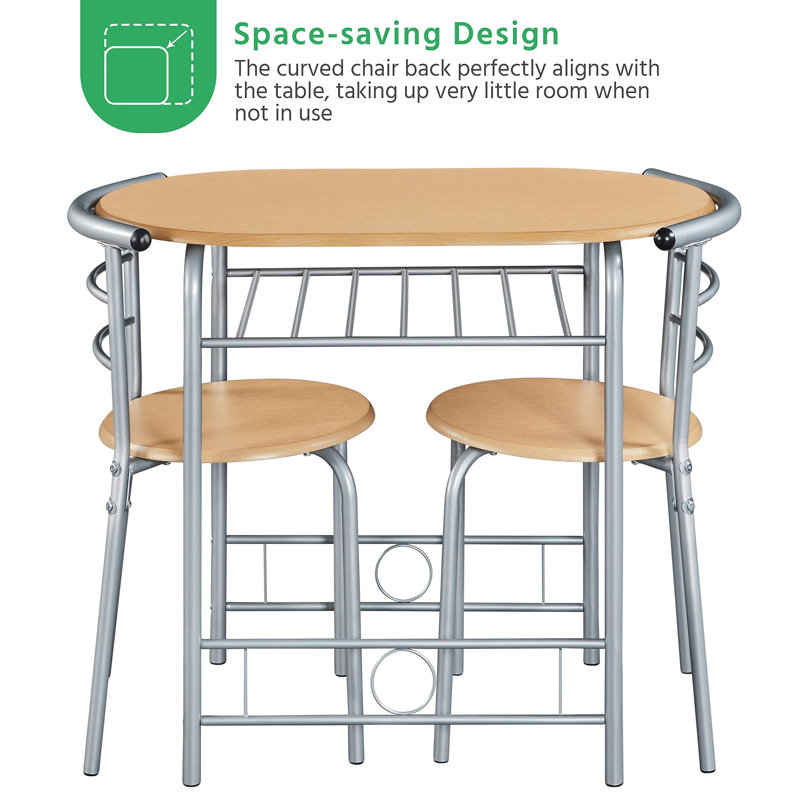 Bot 2 - Person Dining Set, Natural, Silver, 75.5cm H x 90cm W x 50cm D