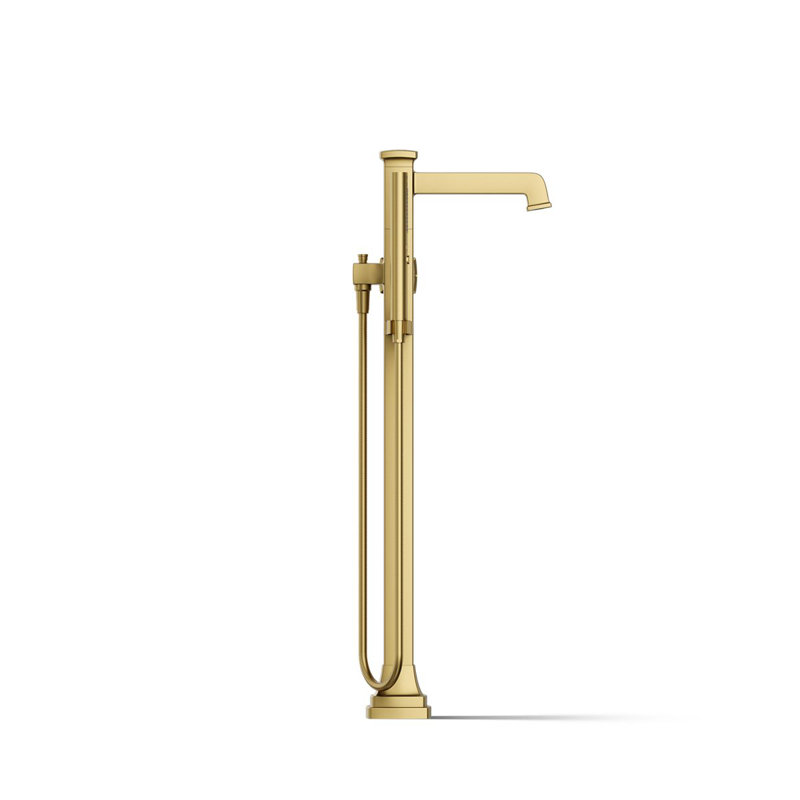 Riff Floor-Mount Bath Filler Trim, Vibrant Brushed Moderne Brass