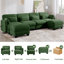 Canapés d'angle modulaires, modèle 4 places en chenille verte en forme de U, avec 2 poufs pour la maison