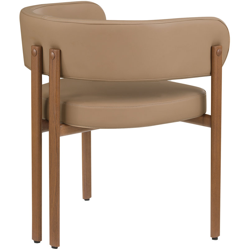 Fauteuil Gideon, Noyer, Cuir brun clair végétalien