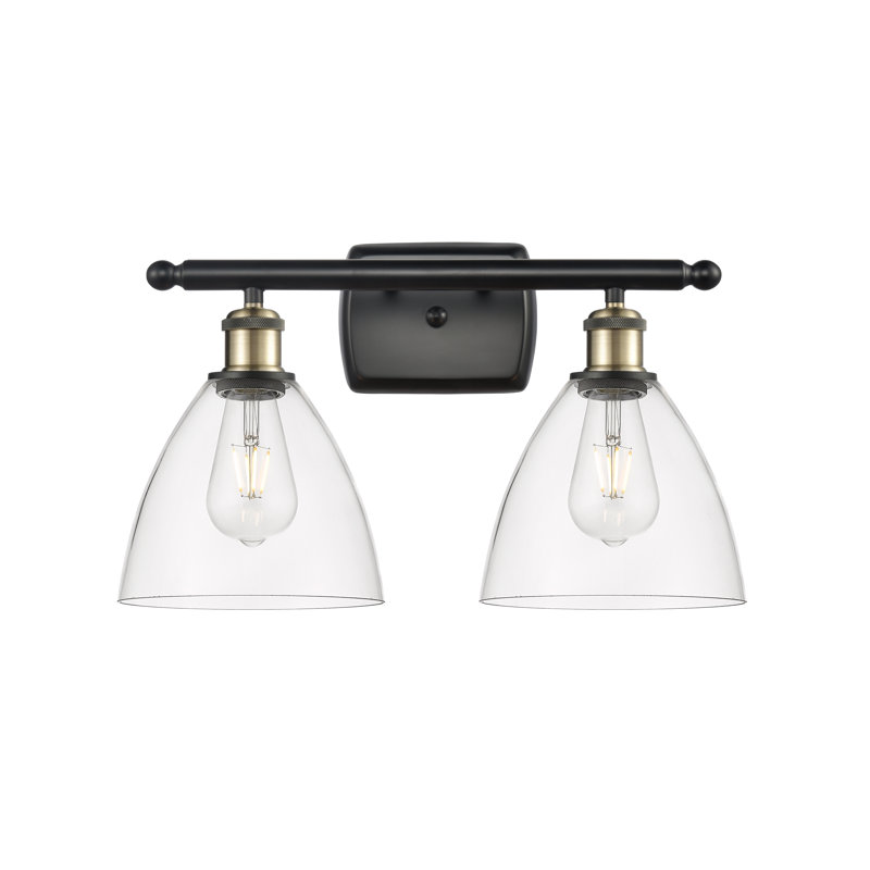 Éclairage pour meuble-lavabo 2 lumières Shauna, DEL, Transparent, Laiton antique noir