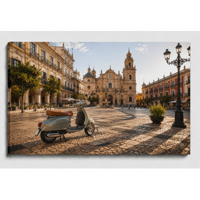 Large Spanish Cathedral Plaza Wall Art Canvas Print Historic Architecture Travel Photography Living Room Office Decor 24x36 Inch Canvas Print - Ready to hang