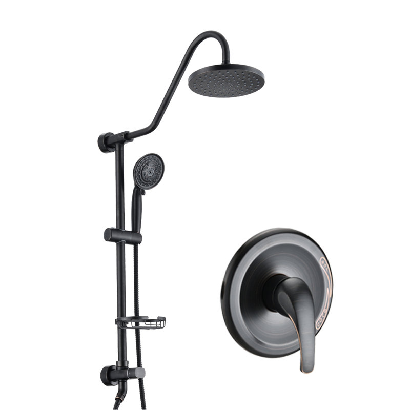 Système de douche avec pommeau de douche effet pluie de 20 cm et douchette à main - Acier inoxydable résistant à la corrosion