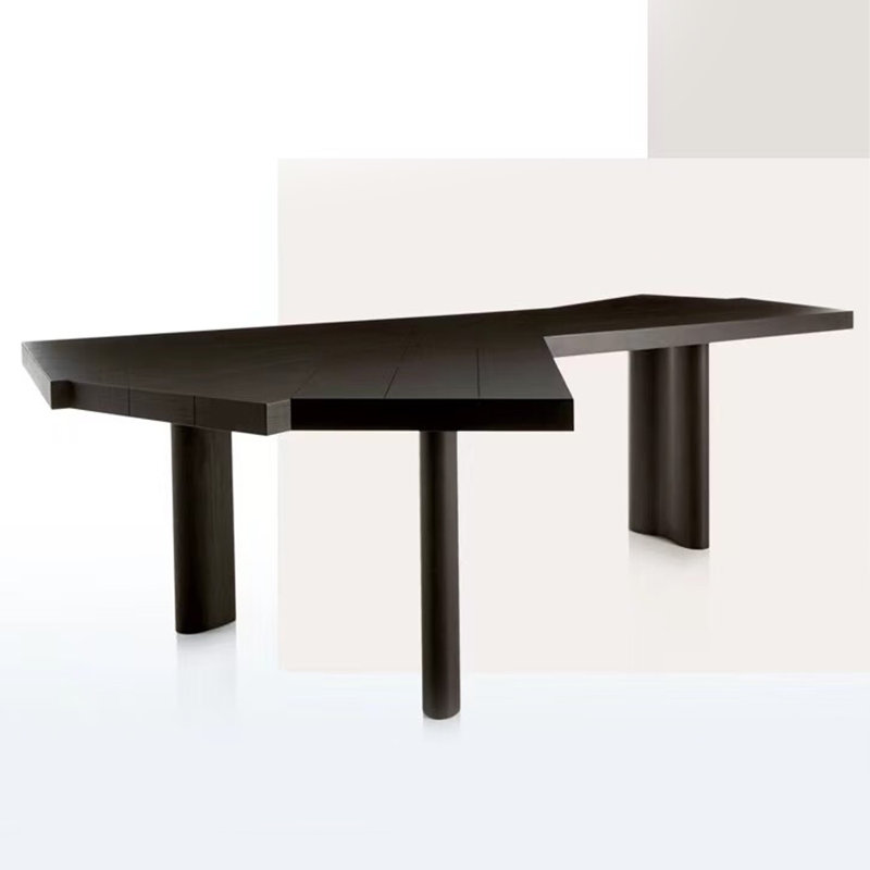 Bureau irrégulier en bois massif de style nordique, H 29,53 po x l 118,11 po x P 47,24 po