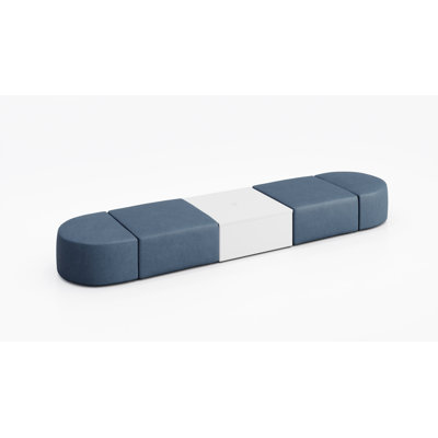 4 Person Modular Seating With Occasional Table-Vinyl, With Power Outlet