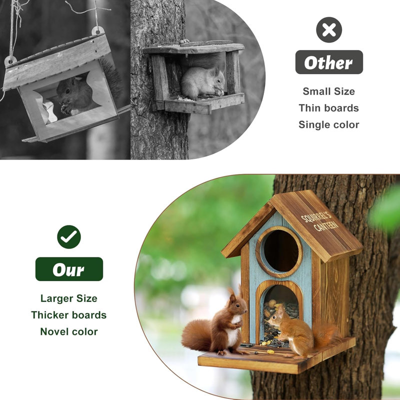 Large Capacity Squirrels Feeders For Outside,Brown-1Pk