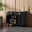 Ensemble de meuble-lavabo moderne 36 po avec lavabo en céramique et armoire en bois massif avec 4 tiroirs et 2 portes à fermeture en douceur-30988735