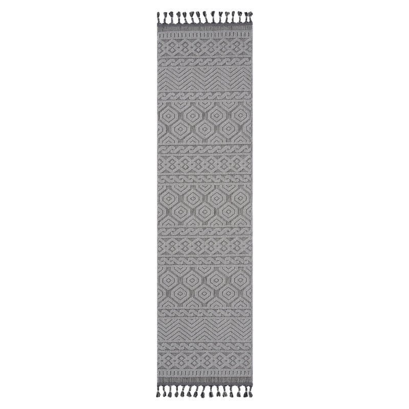 Tapis d'intérieur / extérieur gris / blanc / géométrique Collection 2X8