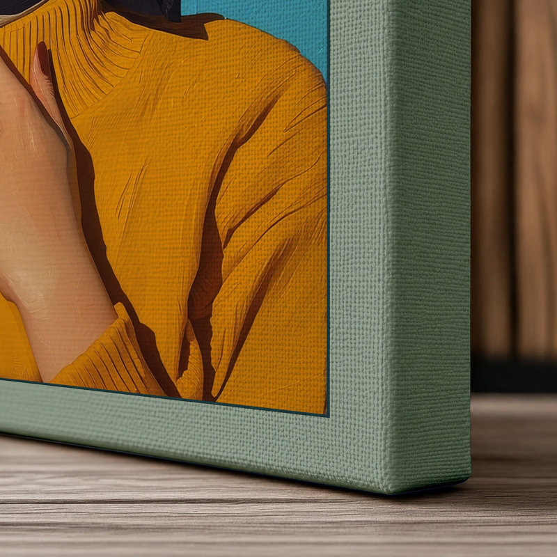 Contemplation in Blue Modern - Wrapped Canvas, 36x24 - 91.4 x 61.0 cm, Sage Border