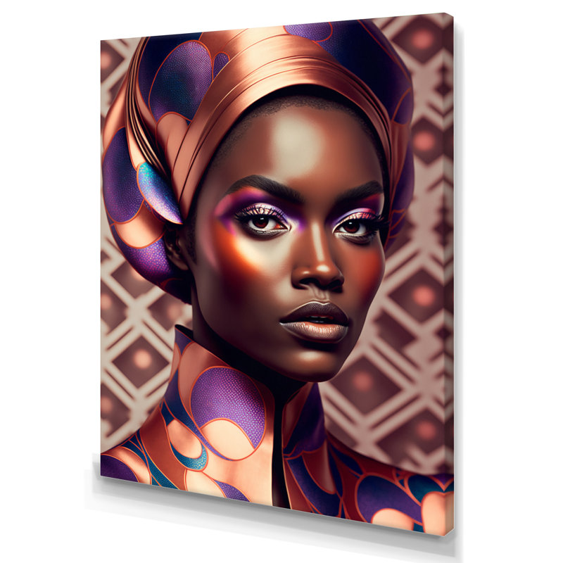 «Avant-Garde Elegant African Woman», reproduction sur toile, H 40 po x l 30 po x P 1,5 po, Toile tendue