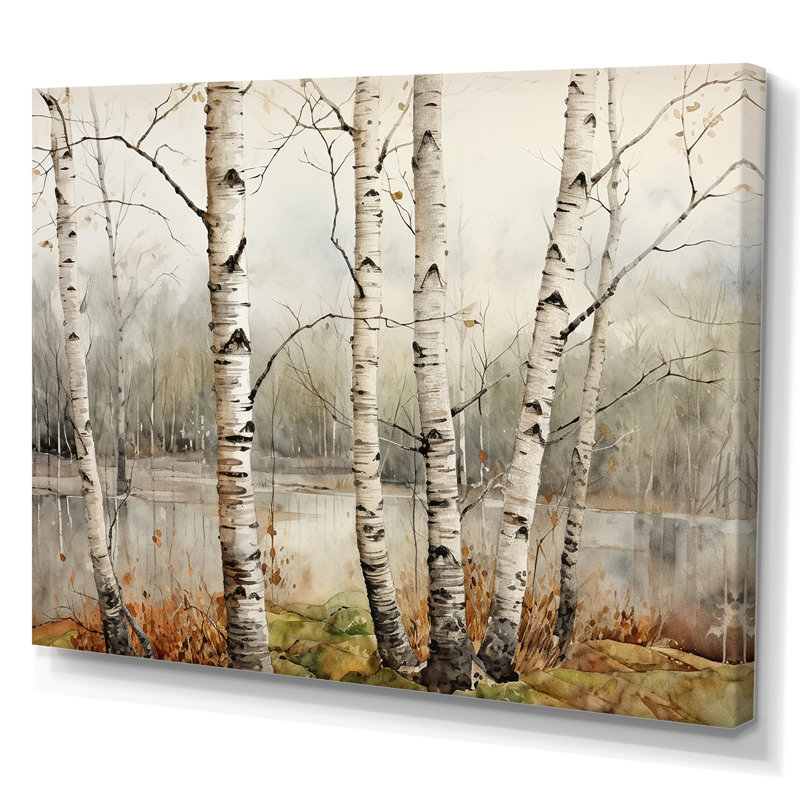 Beauté beige bouleau argenté, Toile tendue, 12" H x 20" W