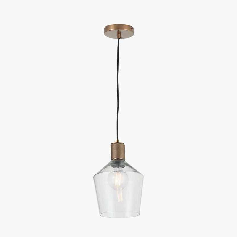 1 - Light Pendant, Antique Brass