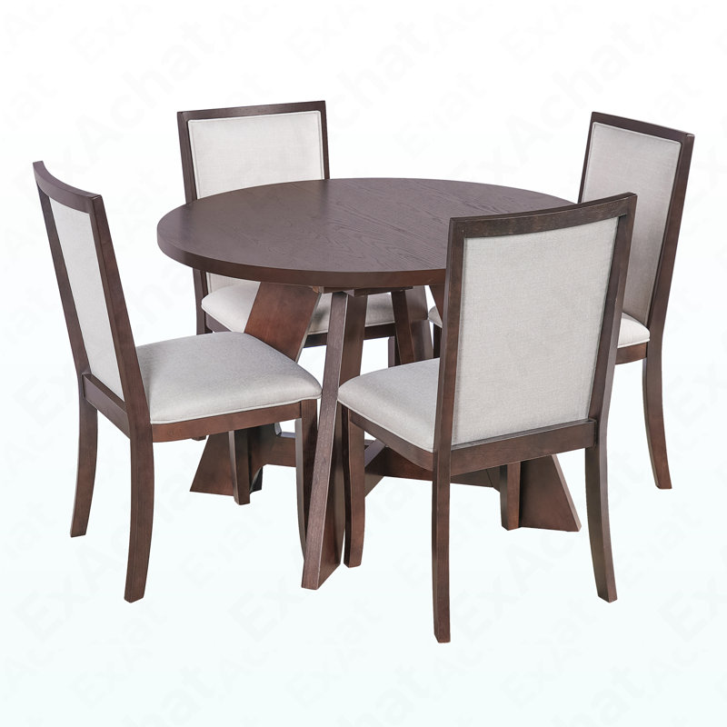 Ensemble de table de salle à manger pour 4 personnes Farmhouse, Brun / Gris clair