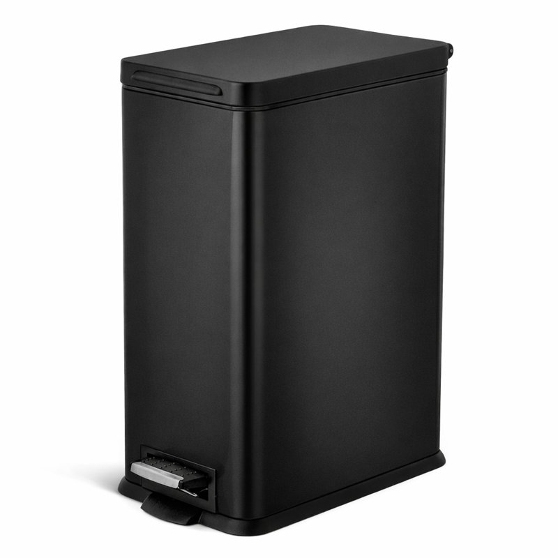 Poubelle de cuisine mince en acier inoxydable avec pédale et couvercle à fermeture en douceur 8 gallons Home Zone Living