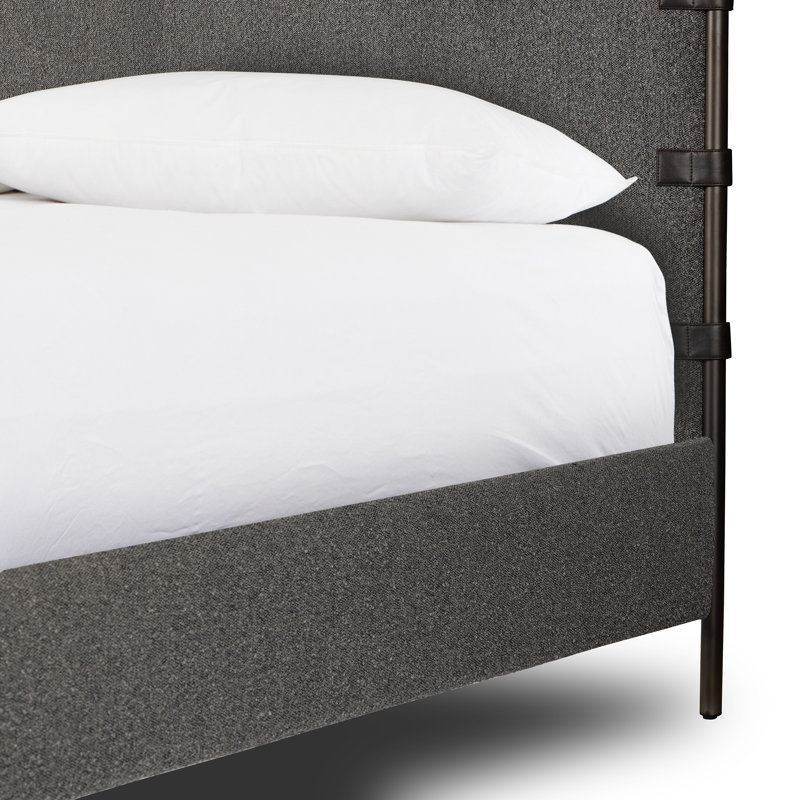 Anderson Upholstered King Canopy Bed, King, Knoll Charcoal