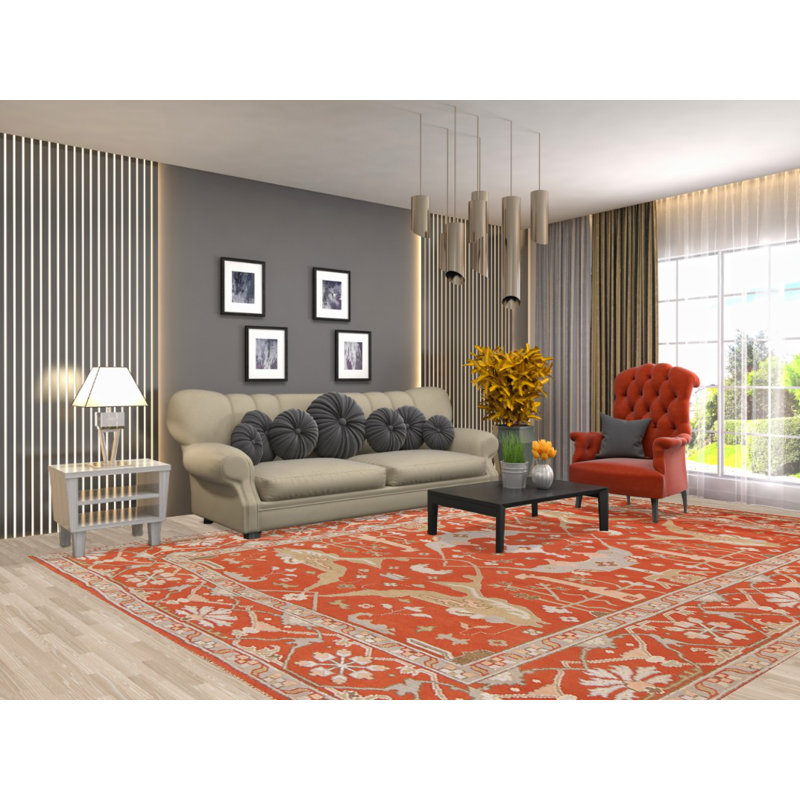 Tapis orange All-Over Oushak 9 x 12