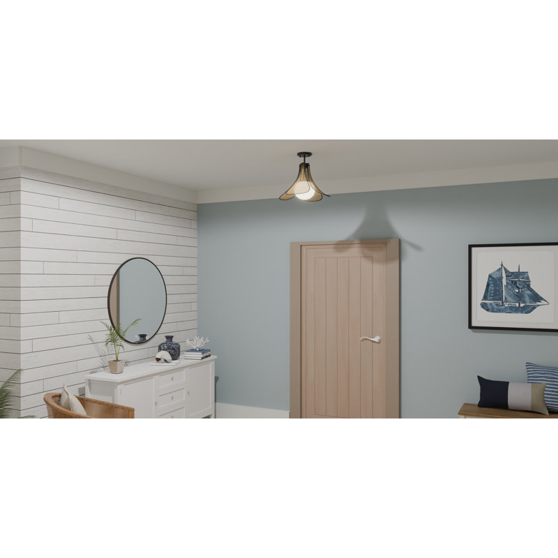 Mercille 1-Light Matte Black Semi-Flush Mount Light