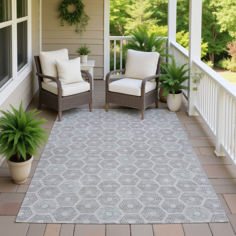 Tapis intérieur / extérieur lavable à la machine Chantille ACN2559, Argent argent, 5 pi x 7 pi 6 po