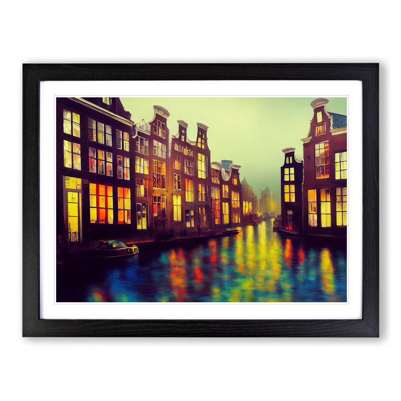 Amsterdam Canal Art Painting - Framed Print