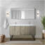 Meuble-lavabo double en acacia rustique 60 po X P 20 po D, plateau en marbre de culture, ensemble de robinet en nickel brossé et Miroir
