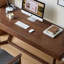 Bureau rectangulaire en bois massif avec tiroirs Walnut-2033975769