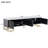 Black Tv Stand With Geometric Ornaments And Adjustable Shelves, Metal Legs Gold Handles For 80'' Tvs Feature