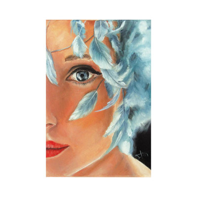 Blue Feather by Salma Nasreldin - Wrapped Canvas Painting